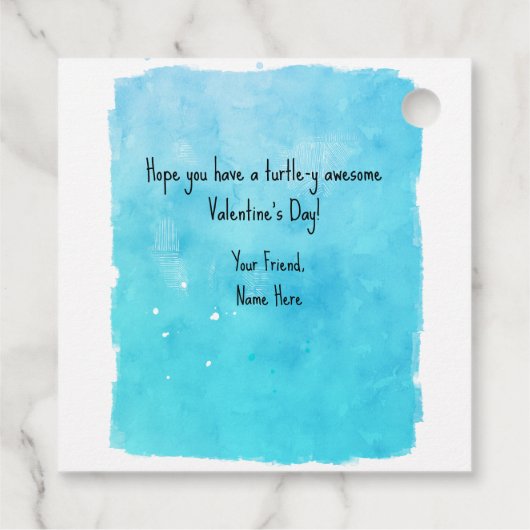 Zee Turtle Waterverf School Valentijnsdag Bedankjes Labels (Achterkant)