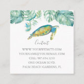 Zee Turtle Waterverf Tropische Greenery Vierkante Visitekaartje (Voorkant)