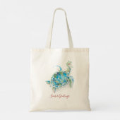 Zee Turtle Waterverf Zeeen & Groeten Kerstmis Tote Bag (Achterkant)