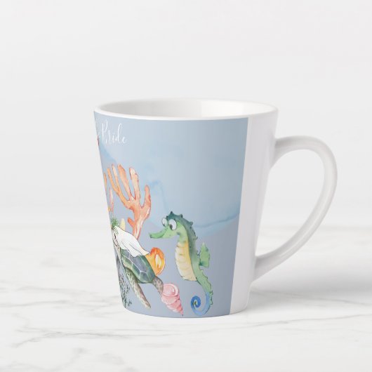 Zee Turtle Wedding met bride en bruin Latte Mok (Rechts)