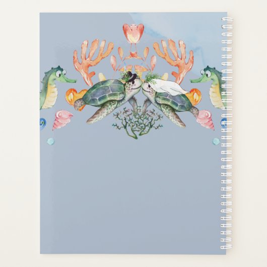 Zee Turtle Wedding met bride en bruin Planner (Achterkant)