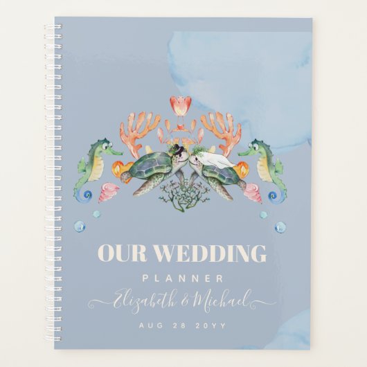 Zee Turtle Wedding met bride en bruin Planner (Voorkant)