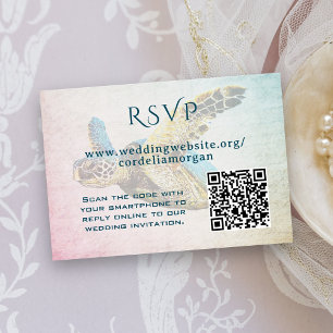 Zee Turtle Wedding RSVP QR-code Informatiekaartje