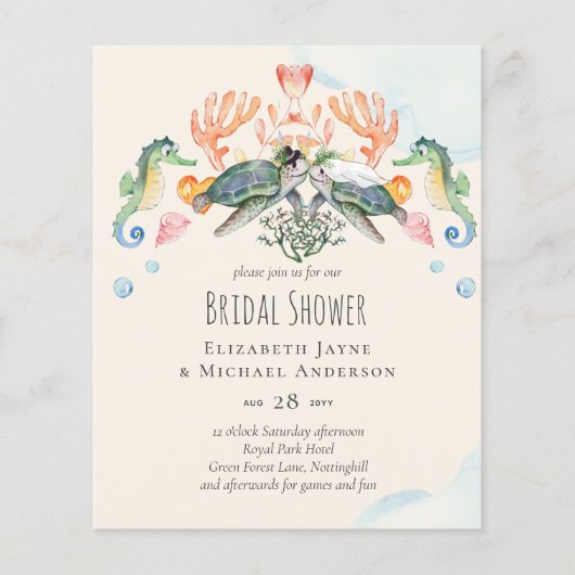 Zee Turtle Wedding Vrijgezellenfeest nodigt uit (Voorkant)