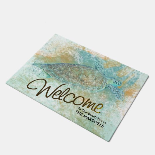 Zee Turtle Welcome to Beach House Deurmat (Schuin)