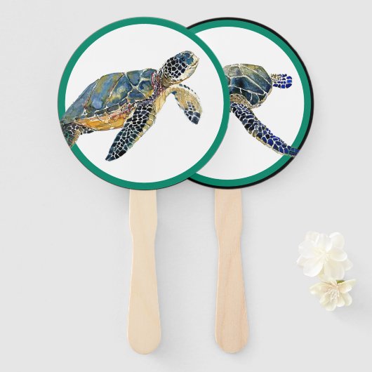 Zee Turtle Wildlife Amphibian Wildlife Hand Fan Handwaaier (Voorkant en achterkant)