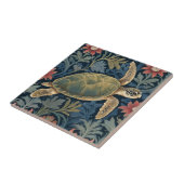 Zee Turtle William Morris stijl Hawaii Marine Life Tegeltje (Zijkant)