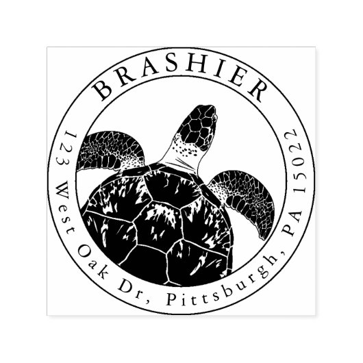 Zee Turtle Zelfinkt adresstempel Zelfinktende Stempel (Design)