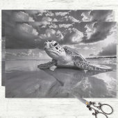 Zee Turtle Zwart-wit Decoupage Tissuepapier