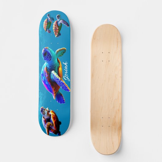 Zee Turtle Zwemmen Skateboard (Voorkant)