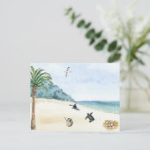 Zee Turtles Baby Hatching Waterverf Briefkaart (Staand voorkant)