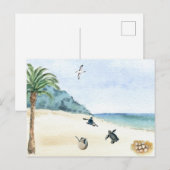 Zee Turtles Baby Hatching Waterverf Briefkaart (Voorkant / Achterkant)