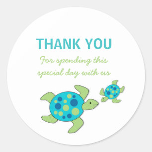 Zee Turtles Baby shower Birthday Party bevoordelin Ronde Sticker