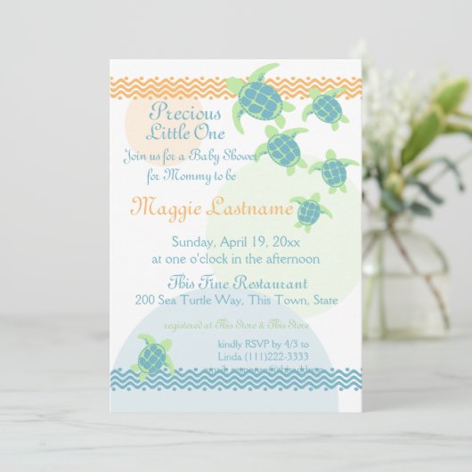 Zee Turtles Baby shower Kaart (Staand voorkant)