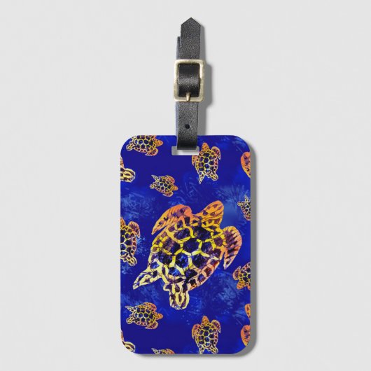 Zee Turtles batik African Art Bagagelabel (Voorkant (verticaal))