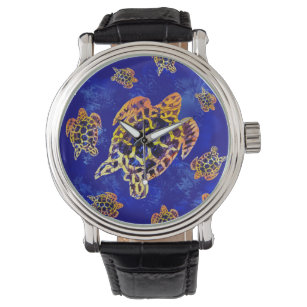 Zee Turtles batik African Art Horloge