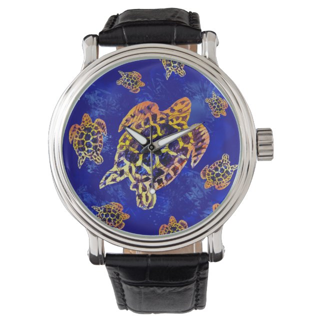 Zee Turtles batik African Art Horloge (Voorkant)