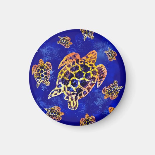 Zee Turtles batik African Art Magneet (Voorkant)