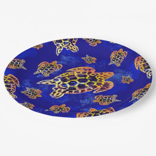 Zee Turtles batik African Art Papieren Bordje (Gekanteld)