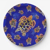 Zee Turtles batik African Art Papieren Bordje (Voorkant)