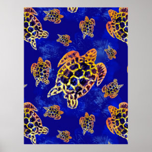 Zee Turtles batik African Art Poster