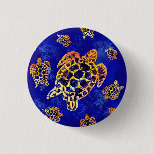 Zee Turtles batik African Art Ronde Button 3,2 Cm