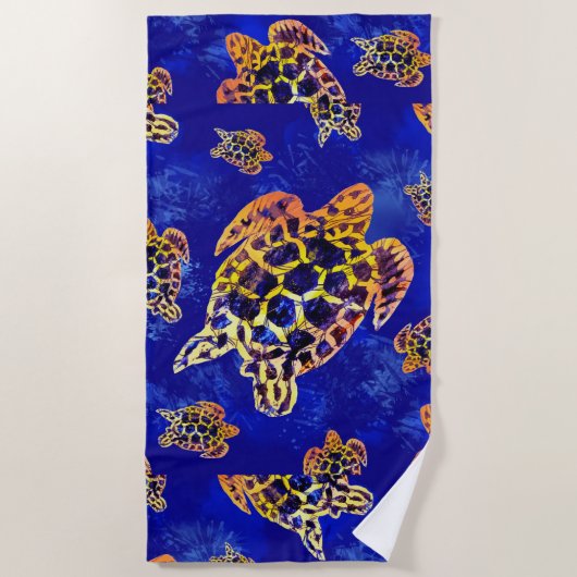 Zee Turtles batik African Art Strandlaken (Voorkant)