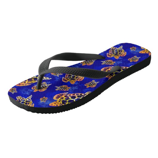 Zee Turtles batik African Art Teenslippers (Schuin)