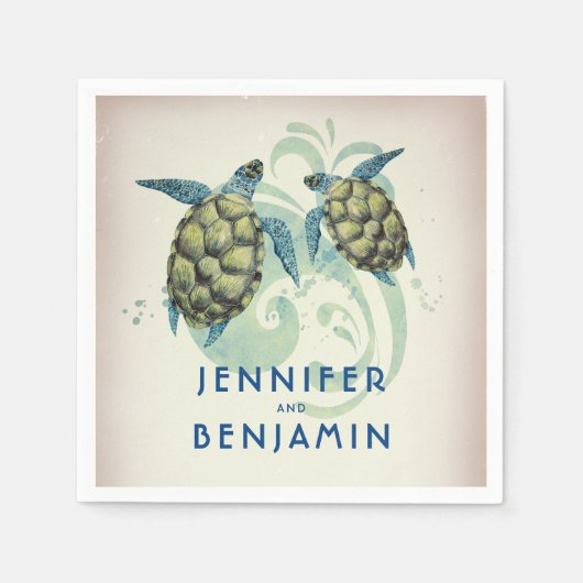 Zee Turtles Beach Tropische bruiloft Servet (Voorkant)