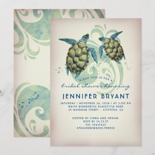 Zee Turtles Beach Vrijgezellenfeest Kaart (Voorkant / Achterkant)