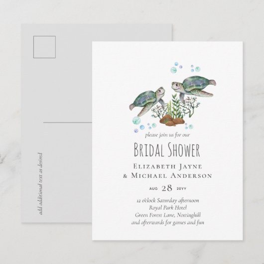 Zee Turtles Beach Wedding Briefkaart (Voorkant / Achterkant)