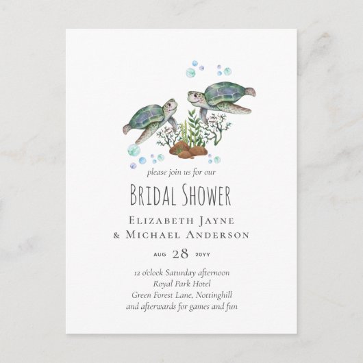 Zee Turtles Beach Wedding Briefkaart (Voorkant)