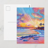 Zee Turtles bij Poipu Beach Kauai bij zonsondergan Briefkaart (Voorkant / Achterkant)