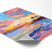 Zee Turtles bij Poipu Beach Kauai bij zonsondergan Poster (Hoek)