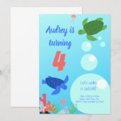 Zee Turtles Birthday Invitation Kaart (Voorkant / Achterkant)