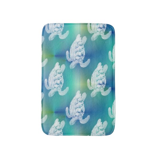 Zee Turtles Blue Aqua Bath Rug Badmat (Voorkant Verticaal)