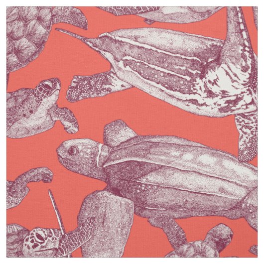 zee Turtles Claret Red Stof (Swatch)