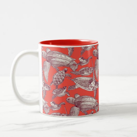 zee Turtles Claret Red Tweekleurige Koffiemok (Links)
