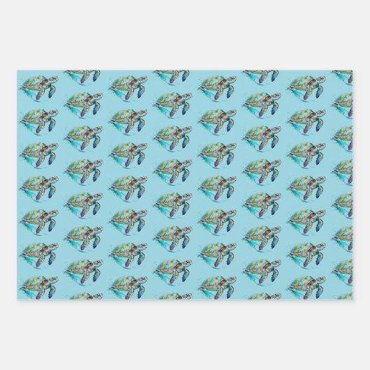 Zee Turtles Design Wrapping Paper Sets (Voorkant 2)
