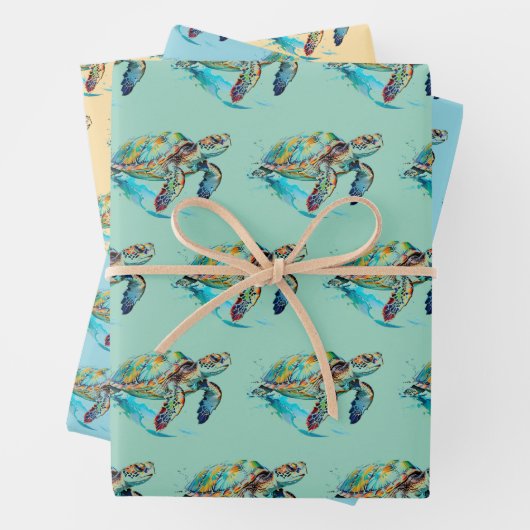 Zee Turtles Design Wrapping Paper Sets (In situ)