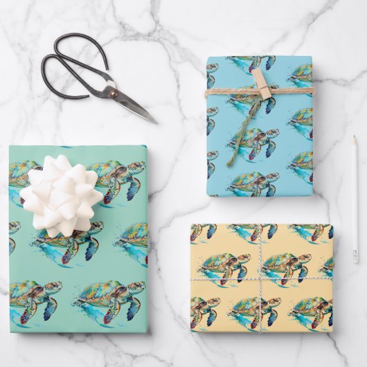 Zee Turtles Design Wrapping Paper Sets (Voorkant)