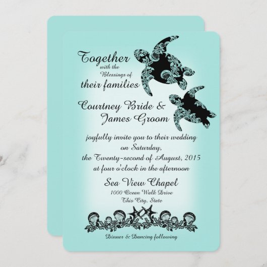 Zee Turtles en Shell Garland Kaart (Voorkant / Achterkant)