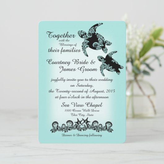 Zee Turtles en Shell Garland Kaart (Staand voorkant)