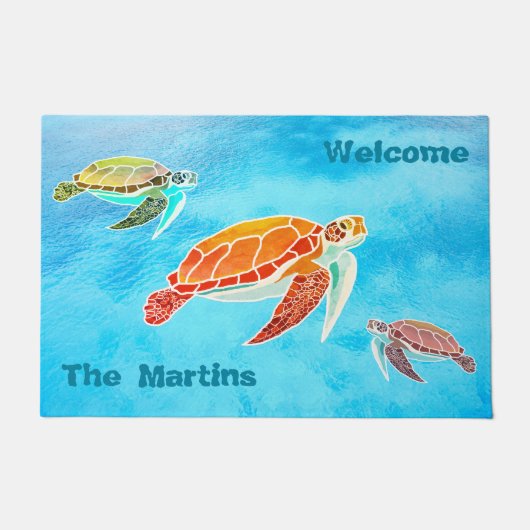 Zee Turtles familienaam Welkom Deurmat (Voorkant)