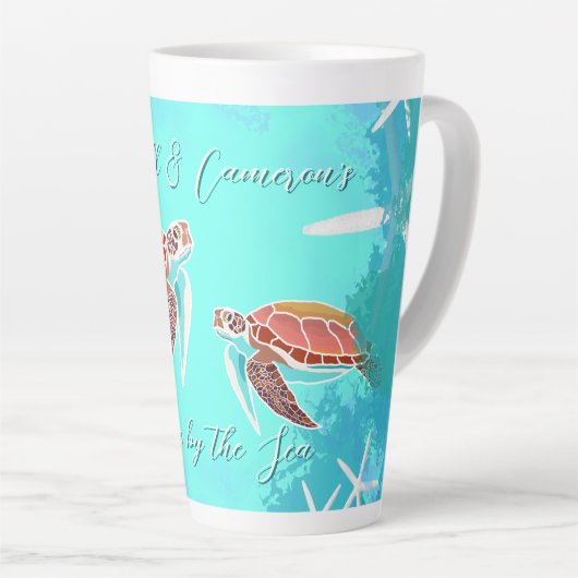 Zee Turtles Home By The Zee Gepersonaliseerd Latte Mok (Rechterhoek)