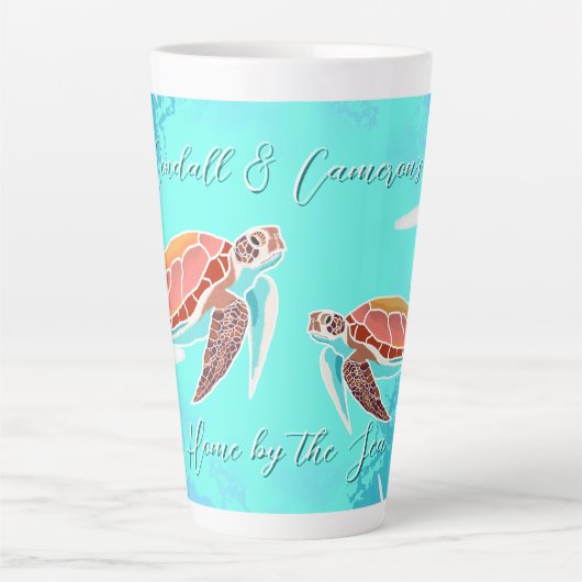 Zee Turtles Home By The Zee Gepersonaliseerd Latte Mok (Voorkant)