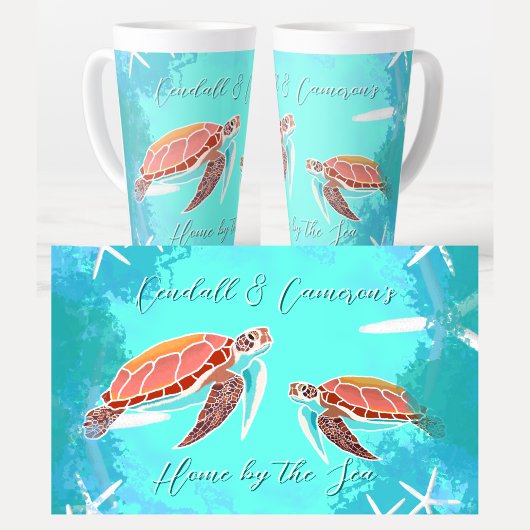 Zee Turtles Home By The Zee Gepersonaliseerd Latte Mok