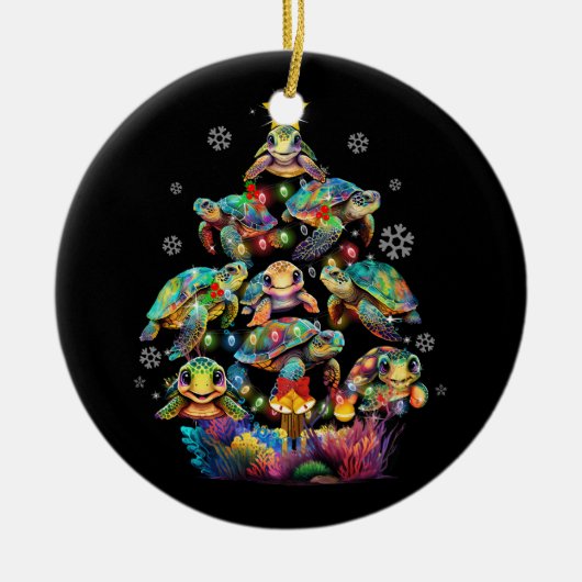 Zee Turtles Kerstboom Ocean Life Dierenvriend Keramisch Ornament (Voorkant)