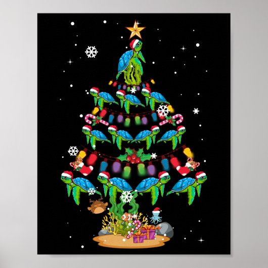 Zee Turtles Lover Xmas Zee Turtle Kerstmis Poster (Voorkant)