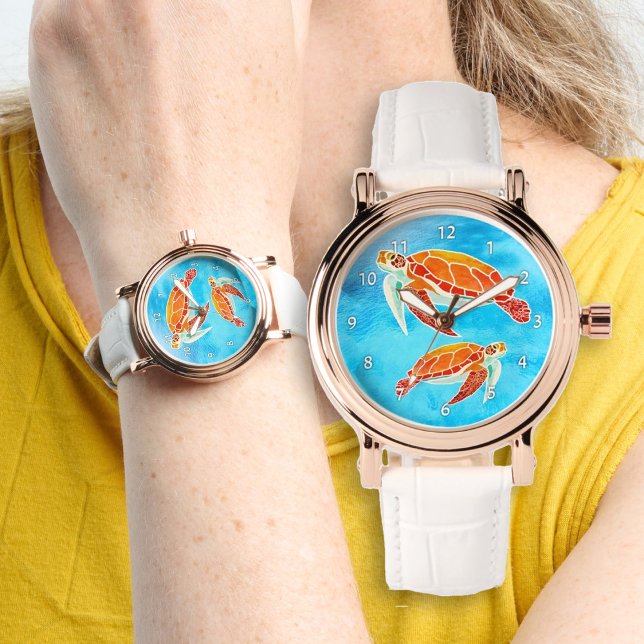 Zee Turtles Marine Life Blue Water Horloge (Creator heeft geüpload)